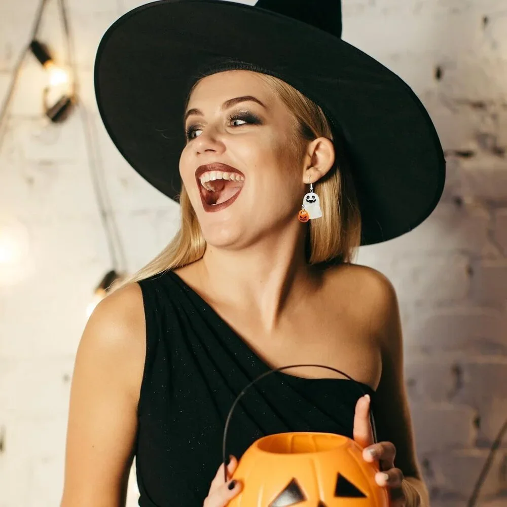 Women's A Pumpkin Ghost Halloween Blood Pumpkin Corn Dangle Earrings